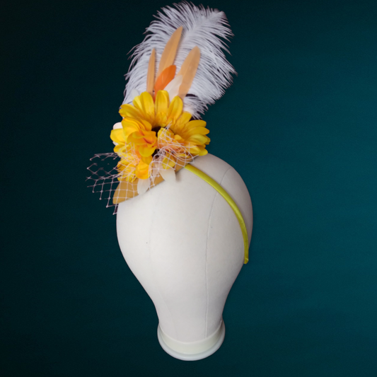 Yellow Flowers Fascinator flowers wedding hat Yellow roses ascot hat yellow mother of the bride fascinator wedding hat flowers veill hat