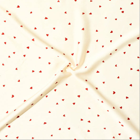 White Scarf with Red Hearts – Square Satin Scarf | Cute Heart Print Hijab, Neck Scarf & Hair Wrap