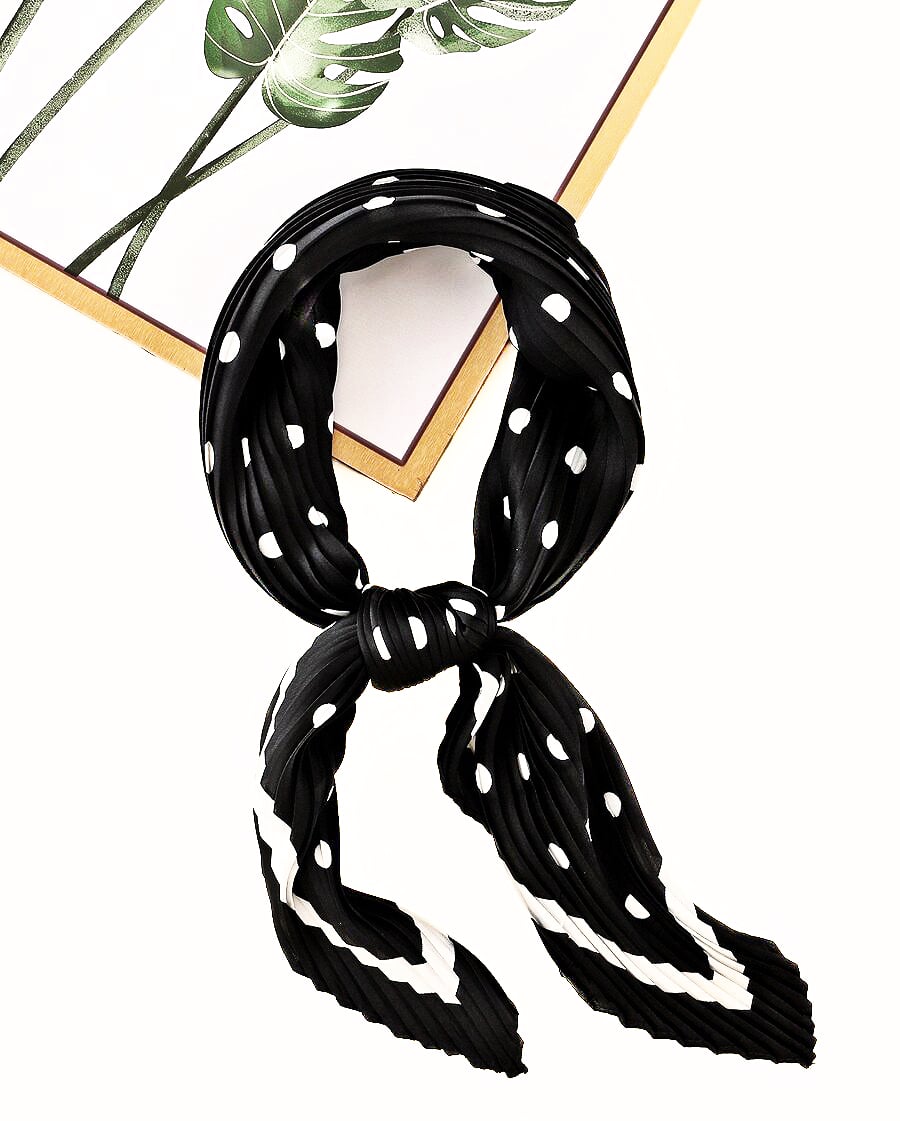 Black Polka Dot Satin Scarf – Classic, Chic & Timeless