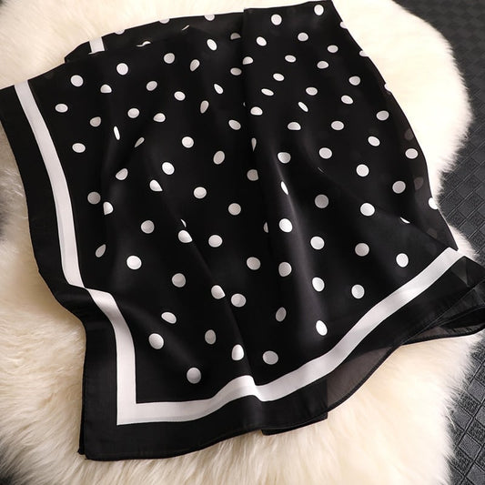 Black Polka Dot Satin Scarf – Classic, Chic & Timeless