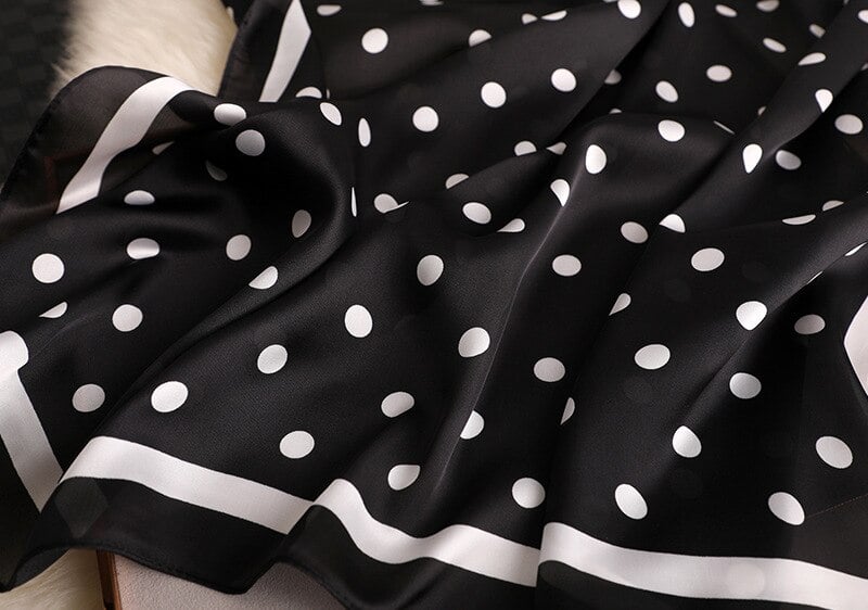 Black Polka Dot Satin Scarf – Classic, Chic & Timeless