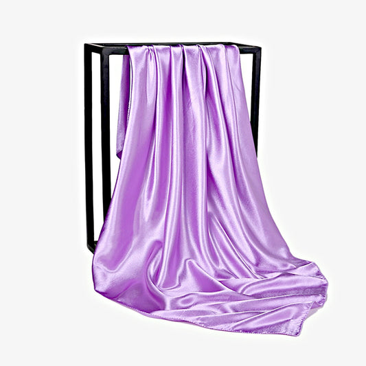 Lilac Satin Scarf 90×90 cm – Light Pastel Purple Silk-Feel Square Scarf | Elegant Lilac Hijab, Headscarf & Hair Wrap