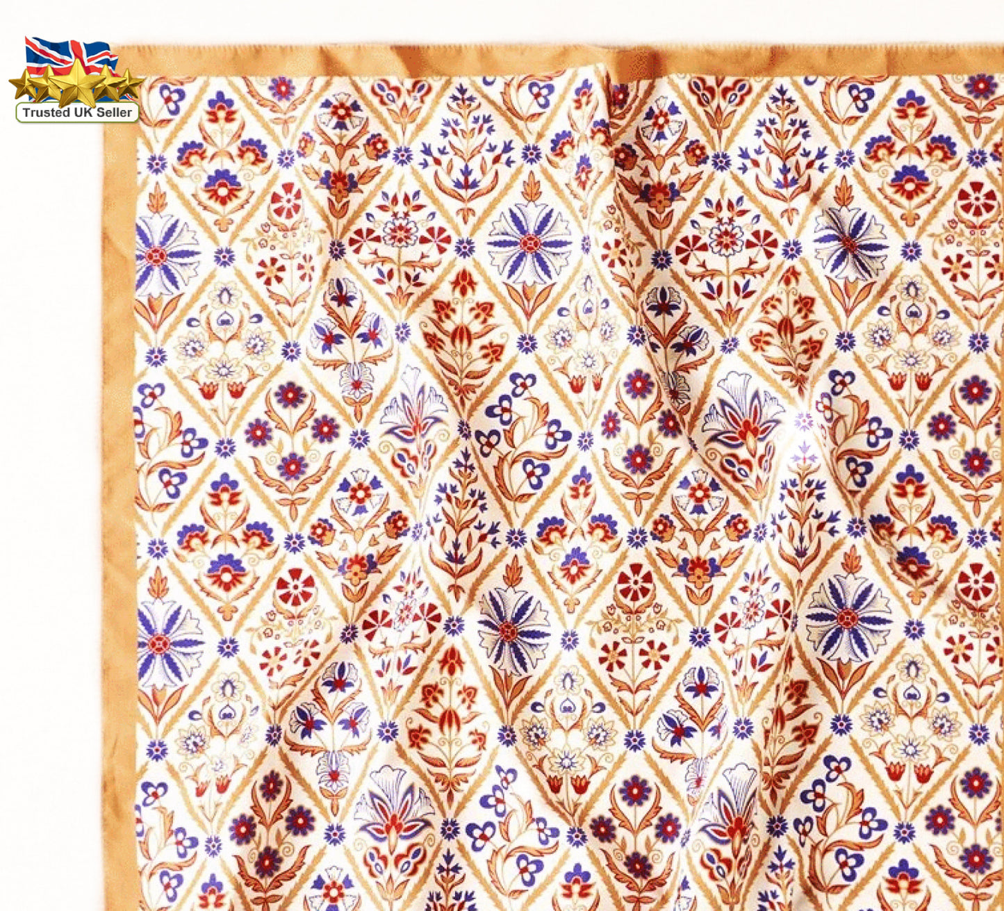 Beige Floral Cotton Square Scarf – Vintage-Inspired Elegance in Bloom 🌸