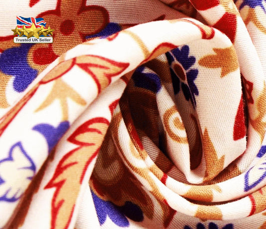 Beige Floral Cotton Square Scarf – Vintage-Inspired Elegance in Bloom 🌸