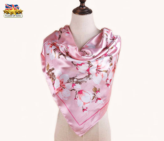 Flowers Scarf,Flowers Scarves,Floral Print Scarf,Magnolia flowers,Magnolia Flowers Scarf Bandana,Flower Headscarf,Flowers hijab,Pink scarf
