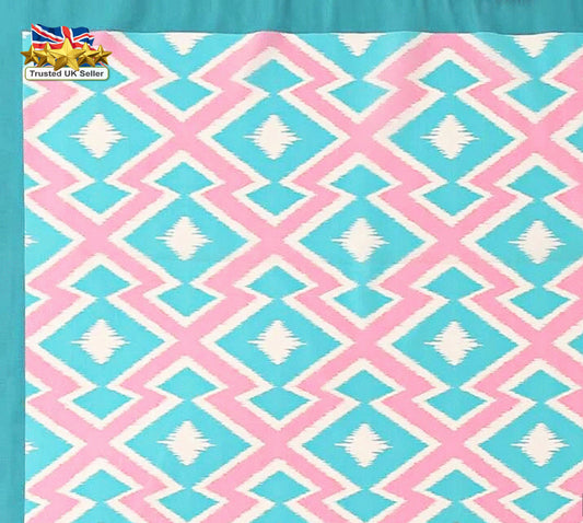 Vintage design Square Scarf – Elegant Geometric Print with Turquoise Border | 70cm Satin Silk Scar