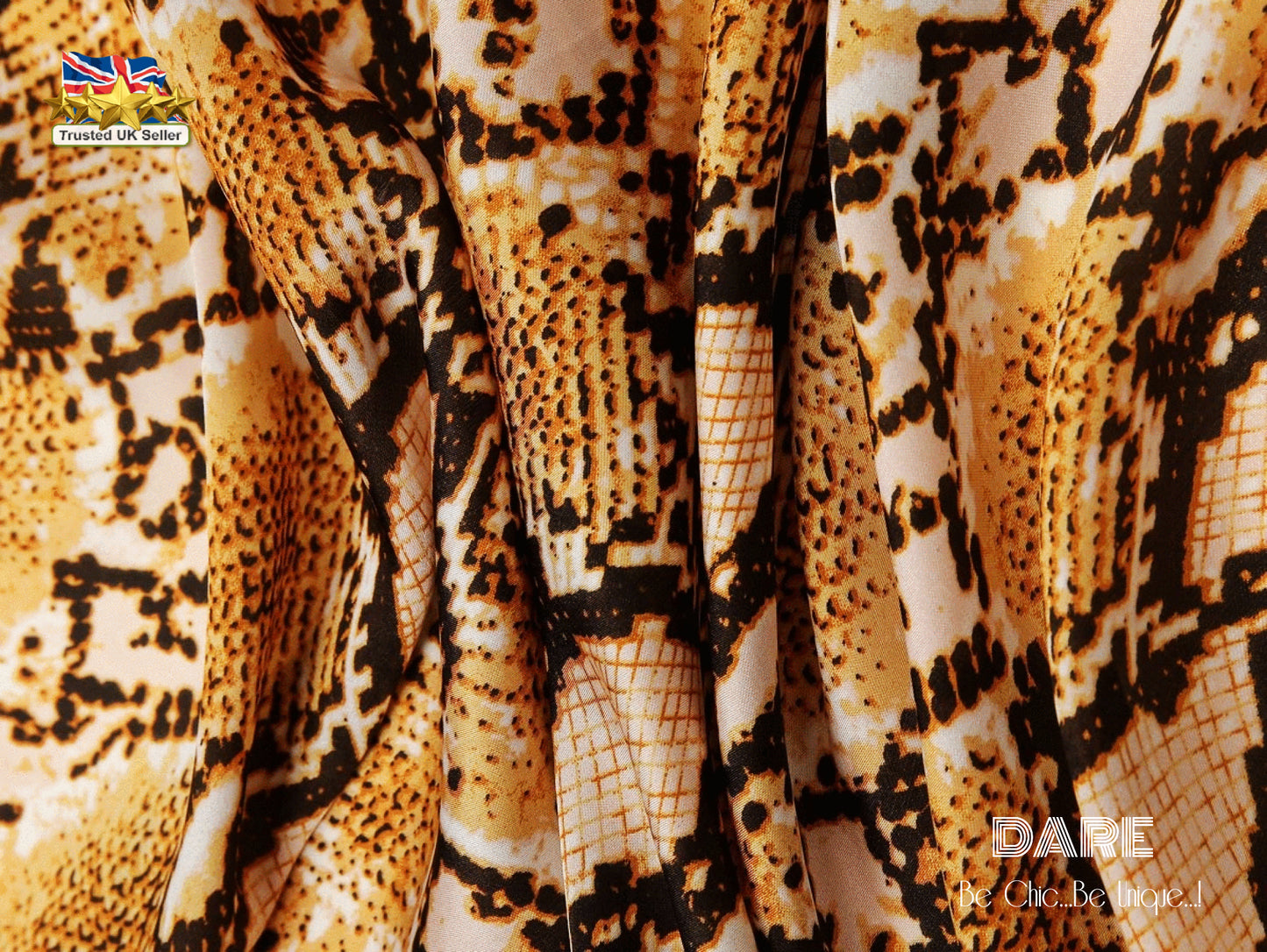 Caramel Snake-Print Satin Scarf – Luxe Animal Pattern Accessory