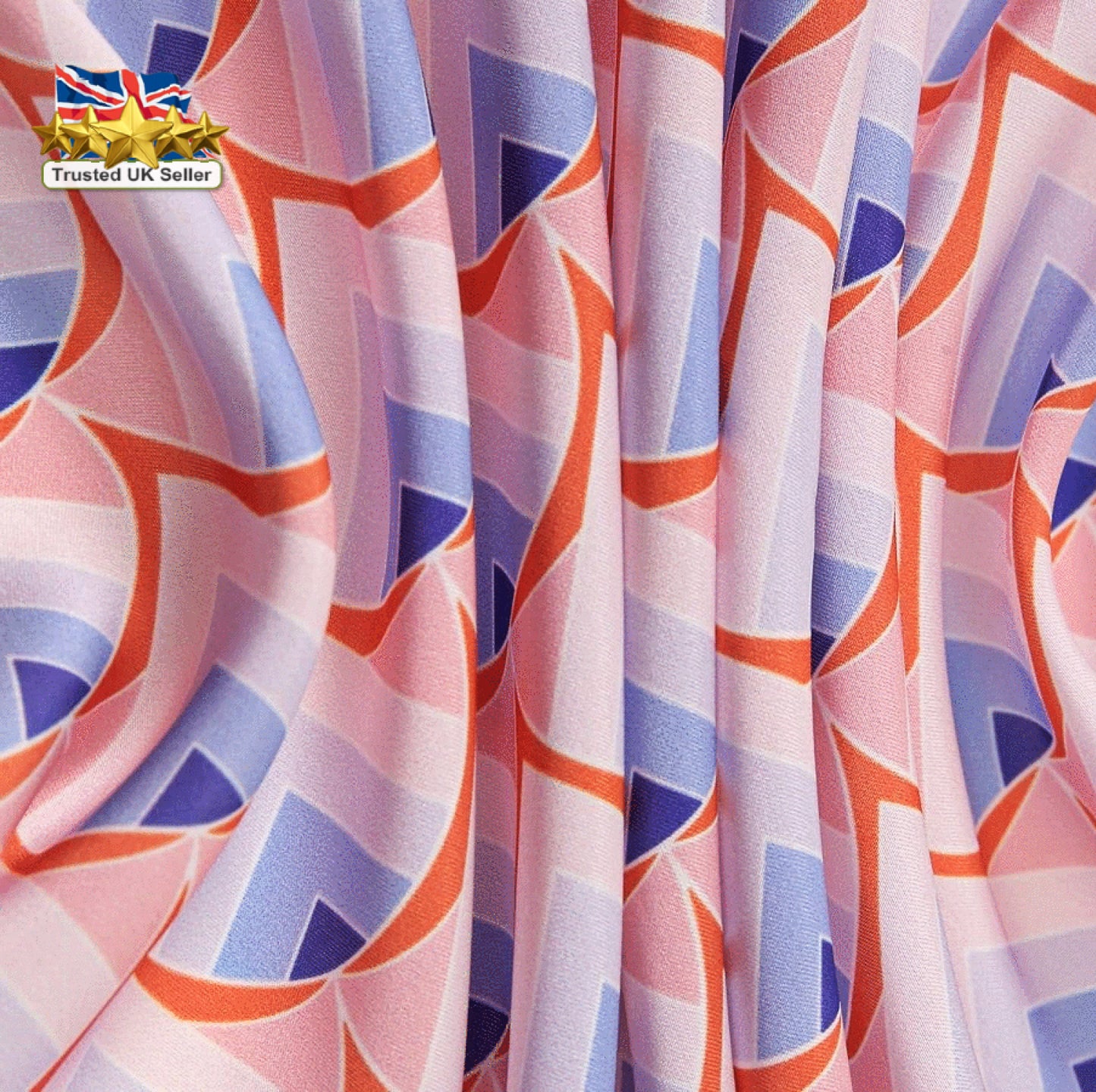 Pink & Purple Geometric Print Satin Silk Scarf – 70 cm Square Designer Bandana