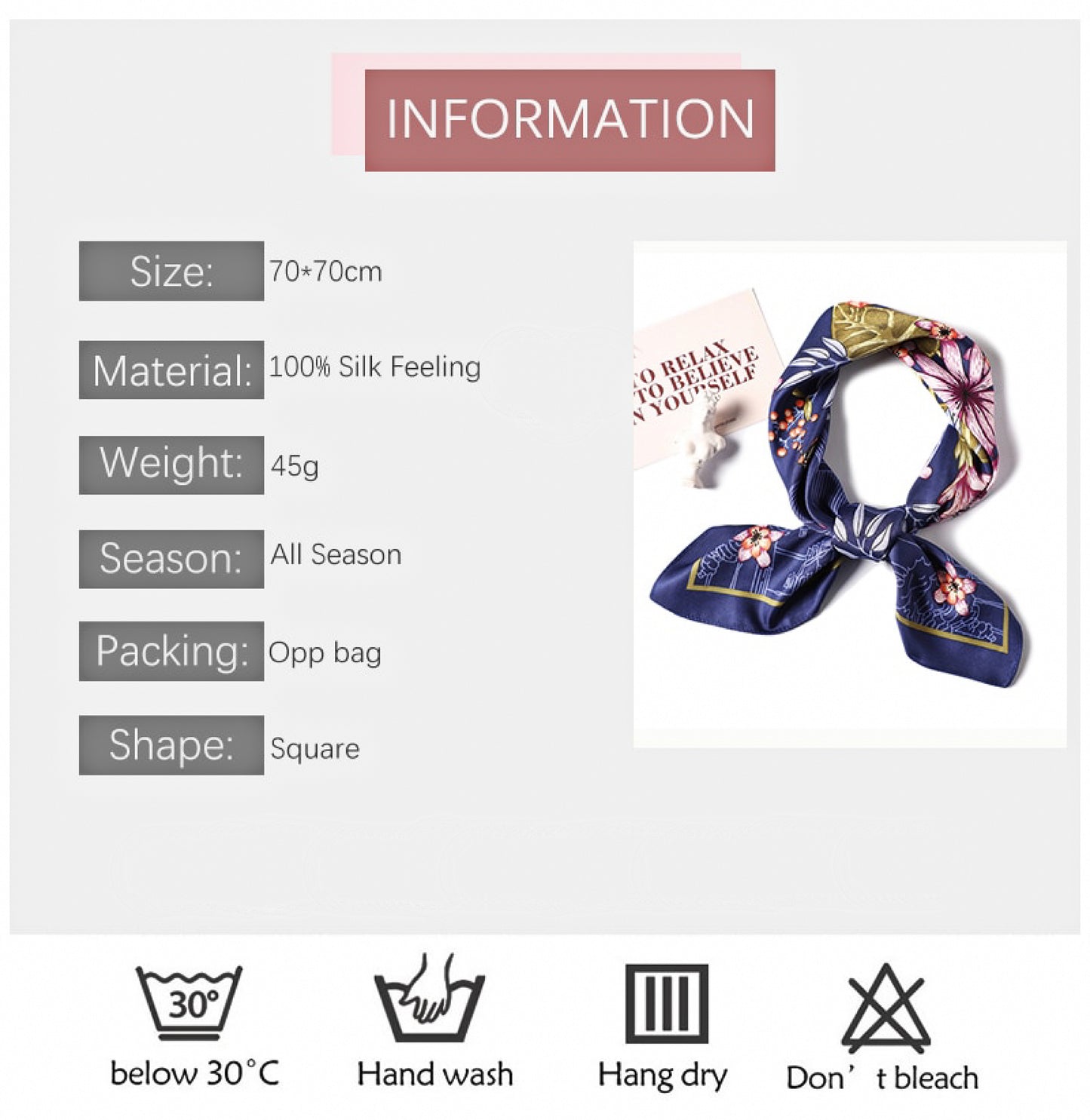 Navy City Flowers Satin Scarf – Elegant Floral Print with Urban Sketch Border | Luxury Gift for Her