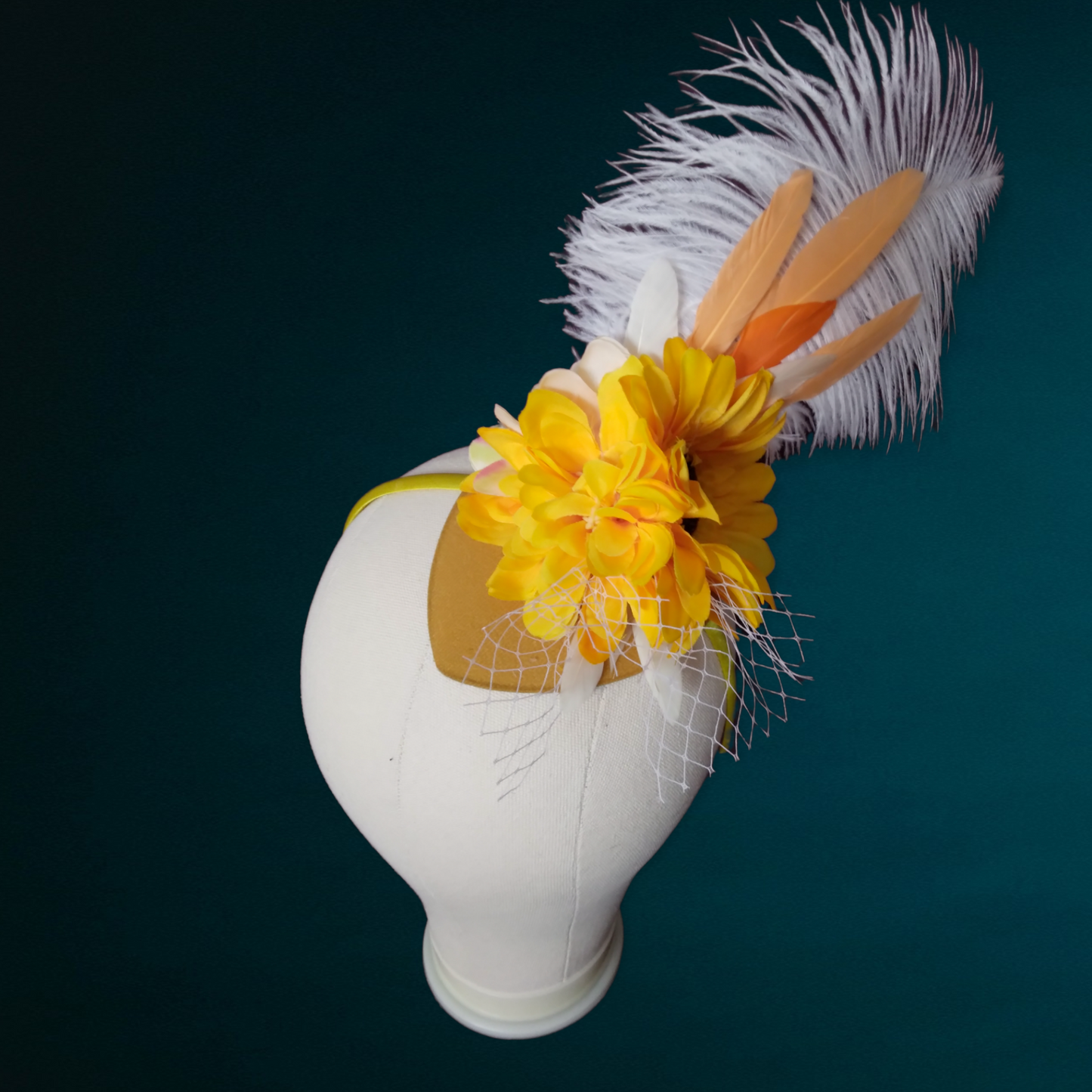 Yellow Flowers Fascinator flowers wedding hat Yellow roses ascot hat yellow mother of the bride fascinator wedding hat  flowers veill hat