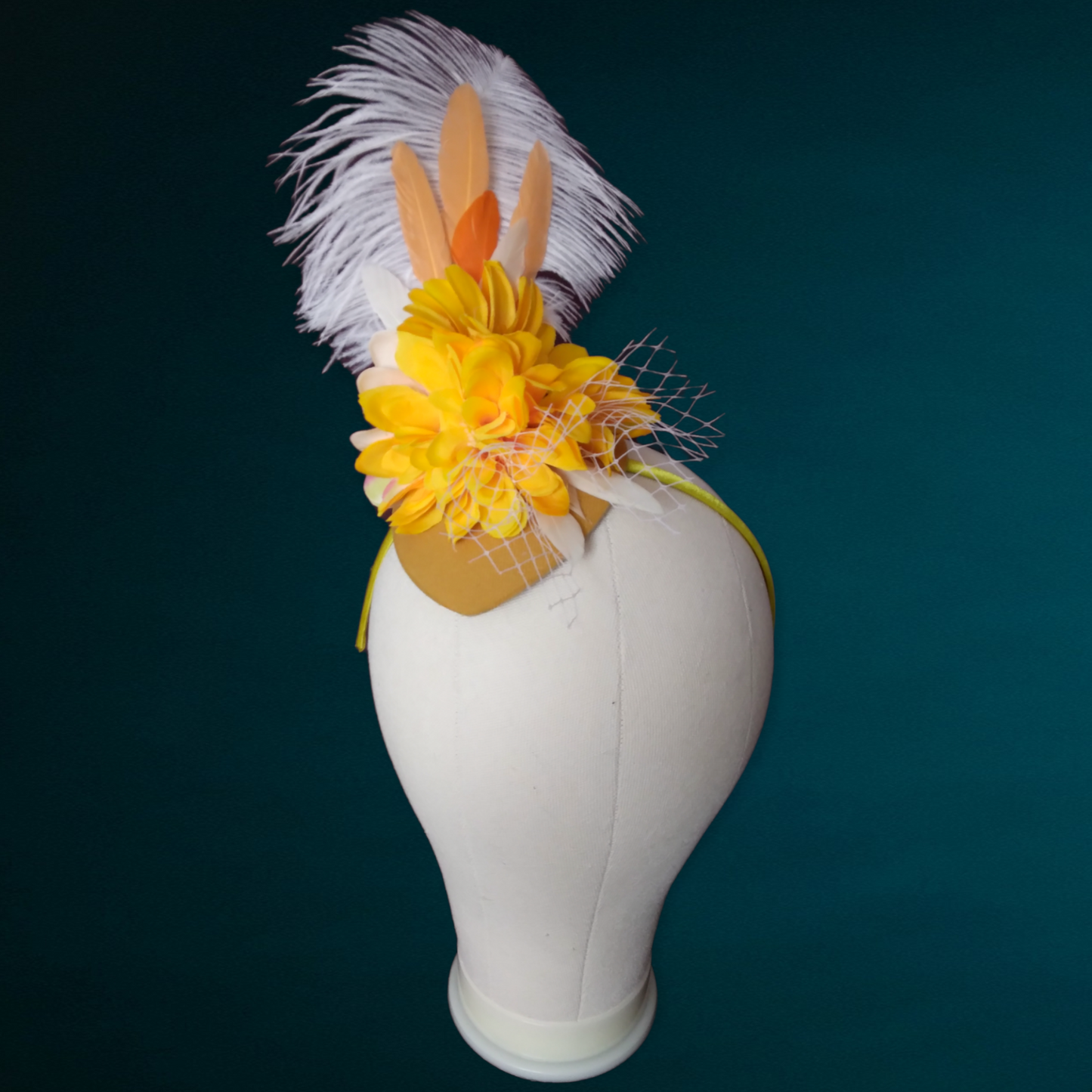 Yellow Flowers Fascinator flowers wedding hat Yellow roses ascot hat yellow mother of the bride fascinator wedding hat  flowers veill hat