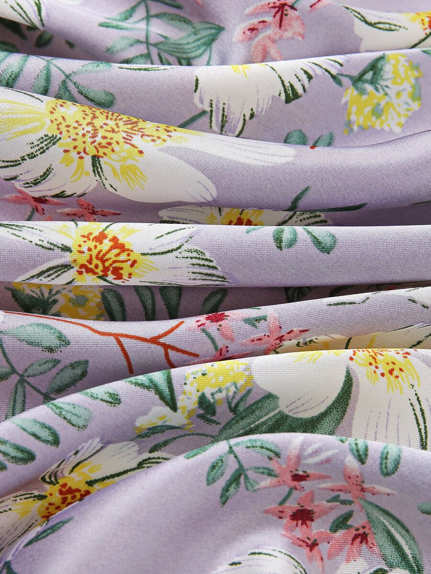 Lilac Daisy Satin Square Scarf – Soft Pastel Scarf with White Flowers | Perfect Christmas Gift for Her