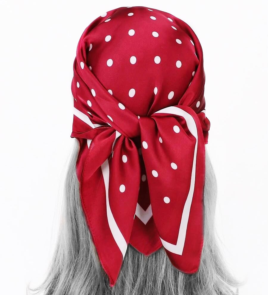 Classic Red Polka Dot Square Scarf – Retro Chic Vintage Accessory