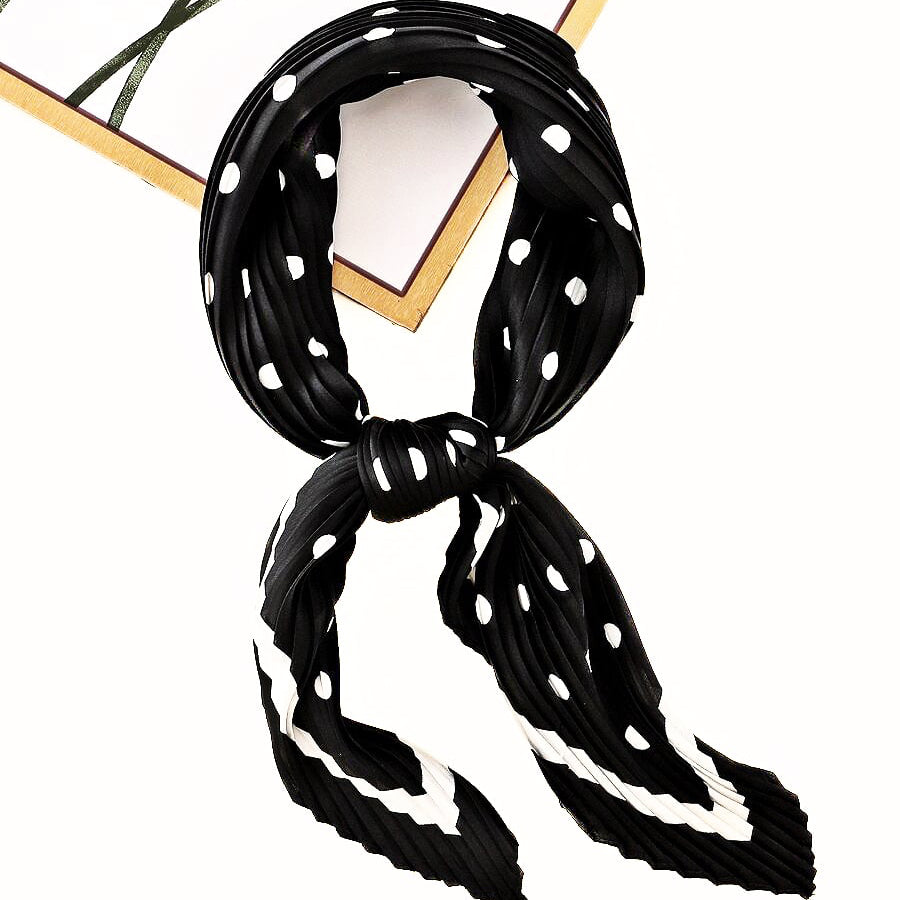 Black Polka Dot Satin Scarf – Classic, Chic & Timeless