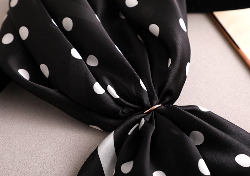 Black Polka Dot Satin Scarf – Classic, Chic & Timeless