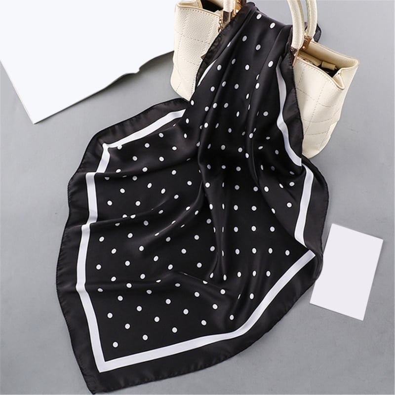 Black Polka Dot Satin Scarf – Classic, Chic & Timeless