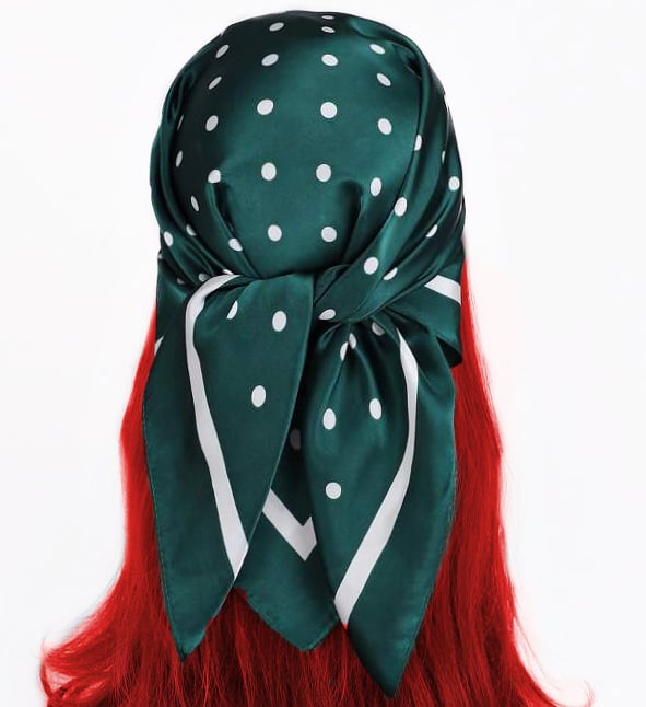 Classic Green Polka Dot Square Scarf – Retro Chic Vintage Accessory