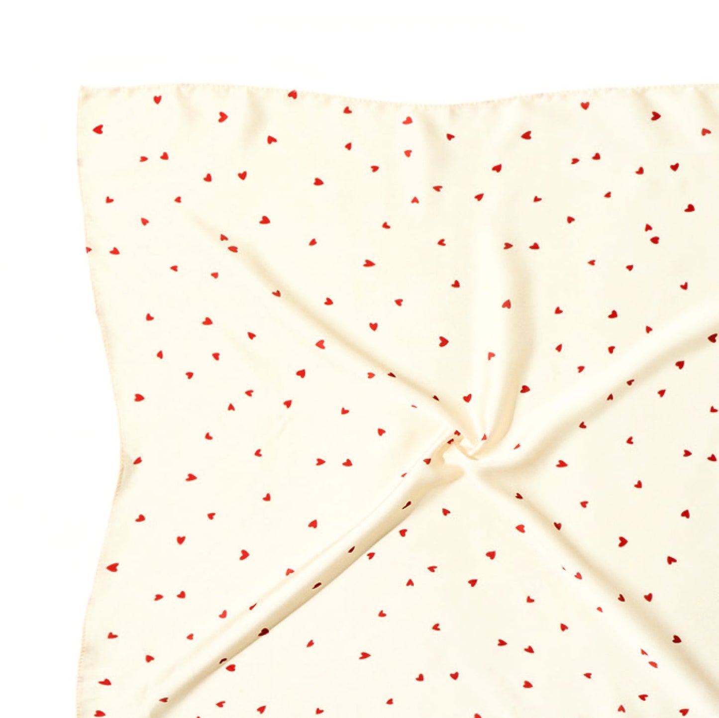 White Scarf with Red Hearts –  Square Satin Scarf | Cute Heart Print Hijab, Neck Scarf & Hair Wrap