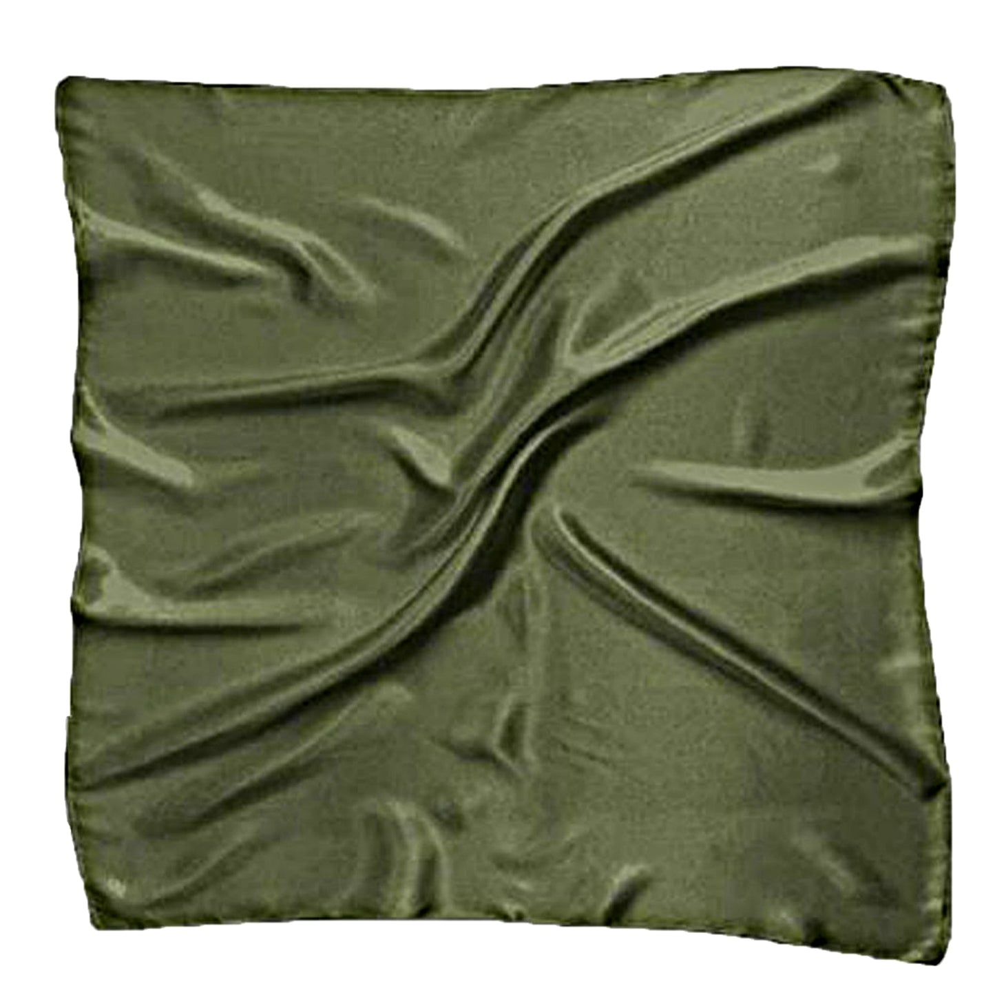 Olive Green Satin Scarf 90×90 cm – Khaki Silk-Feel Square Scarf | Elegant Block Colour Head & Neck Wrap
