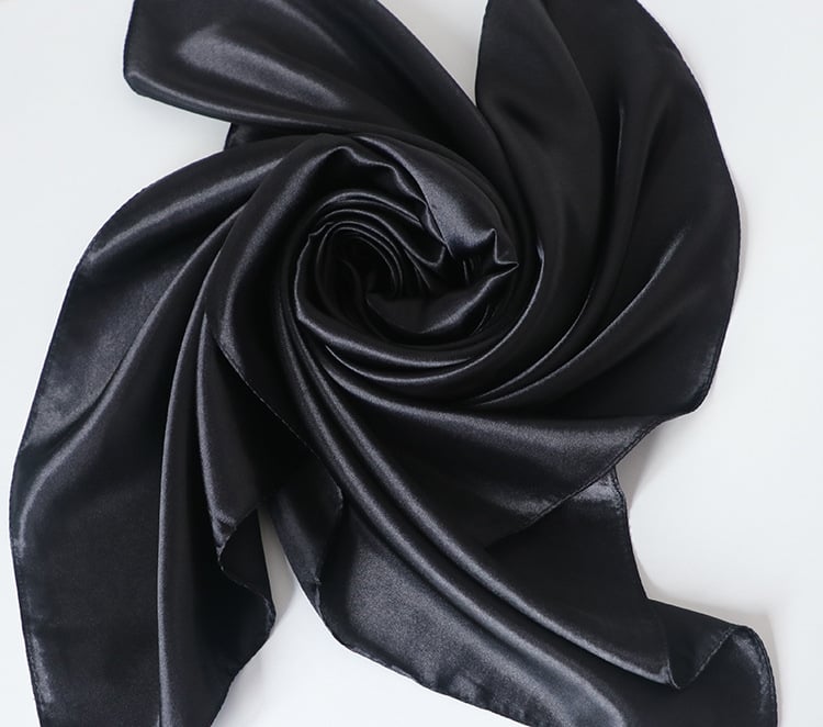 Black Satin Scarf 90×90 cm – Silk-Feel Square Scarf | Elegant Black Headscarf, Hijab, Neck & Hair Wrap