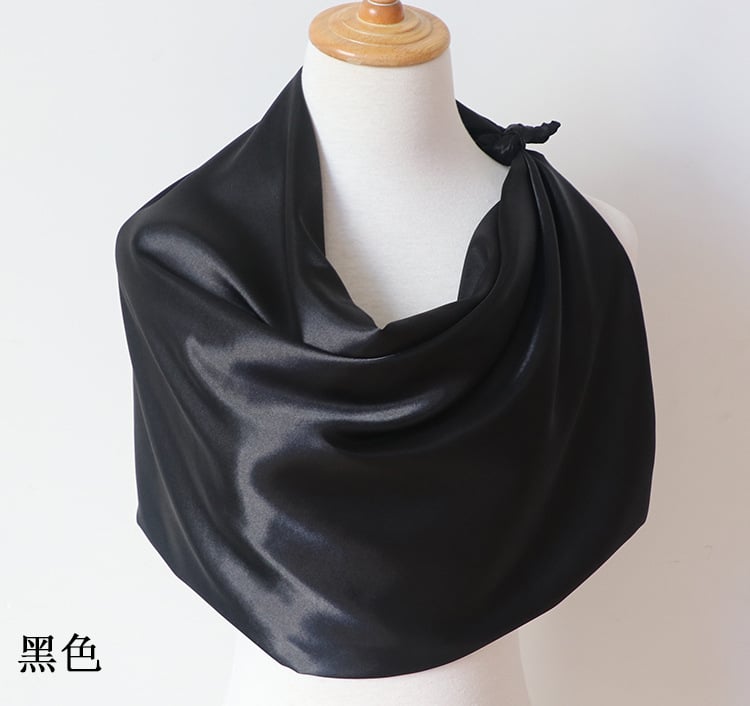 Black Satin Scarf 90×90 cm – Silk-Feel Square Scarf | Elegant Black Headscarf, Hijab, Neck & Hair Wrap
