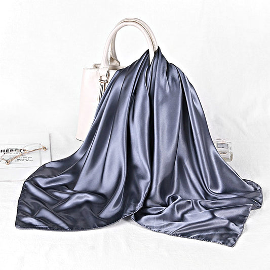Dark Silver Grey Satin Scarf 90×90 cm – Silk-Feel Square Scarf | Elegant Grey Headscarf, Hijab, Neck & Hair Wrap