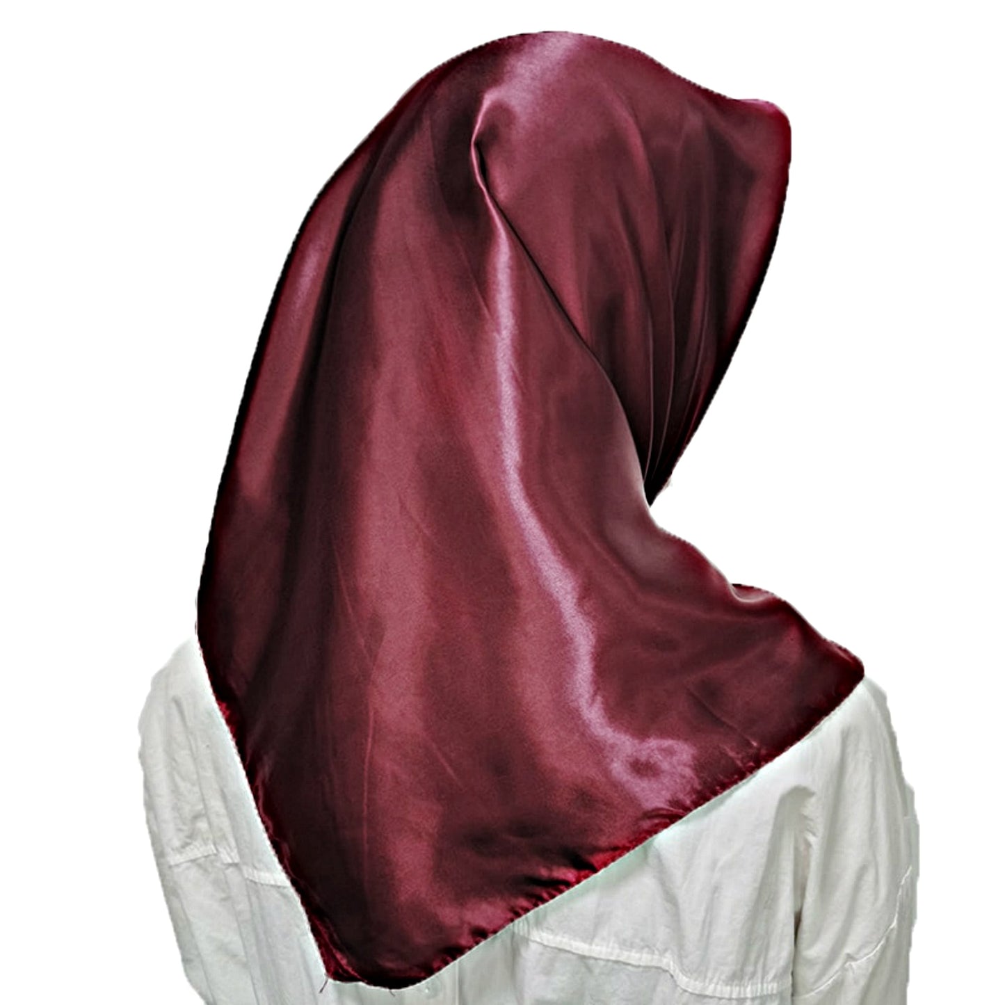 Burgundy Satin Scarf 90×90 cm – Red Wine Silk-Feel Square Scarf | Elegant Satin Hijab, Headscarf & Neck Wrap