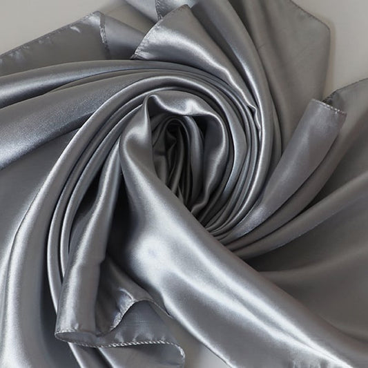 Light Silver Grey Satin Scarf 90×90 cm – Silk-Feel Square Scarf | Elegant Grey Headscarf, Hijab, Neck & Hair Wrap