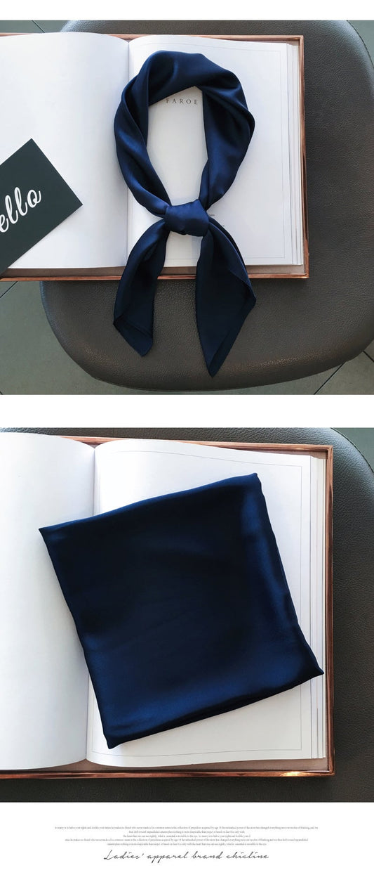 Navy Blue Satin Scarf 90×90 cm – Silk-Feel Square Scarf | Elegant Navy Hijab, Headscarf, Neck & Hair Wrap