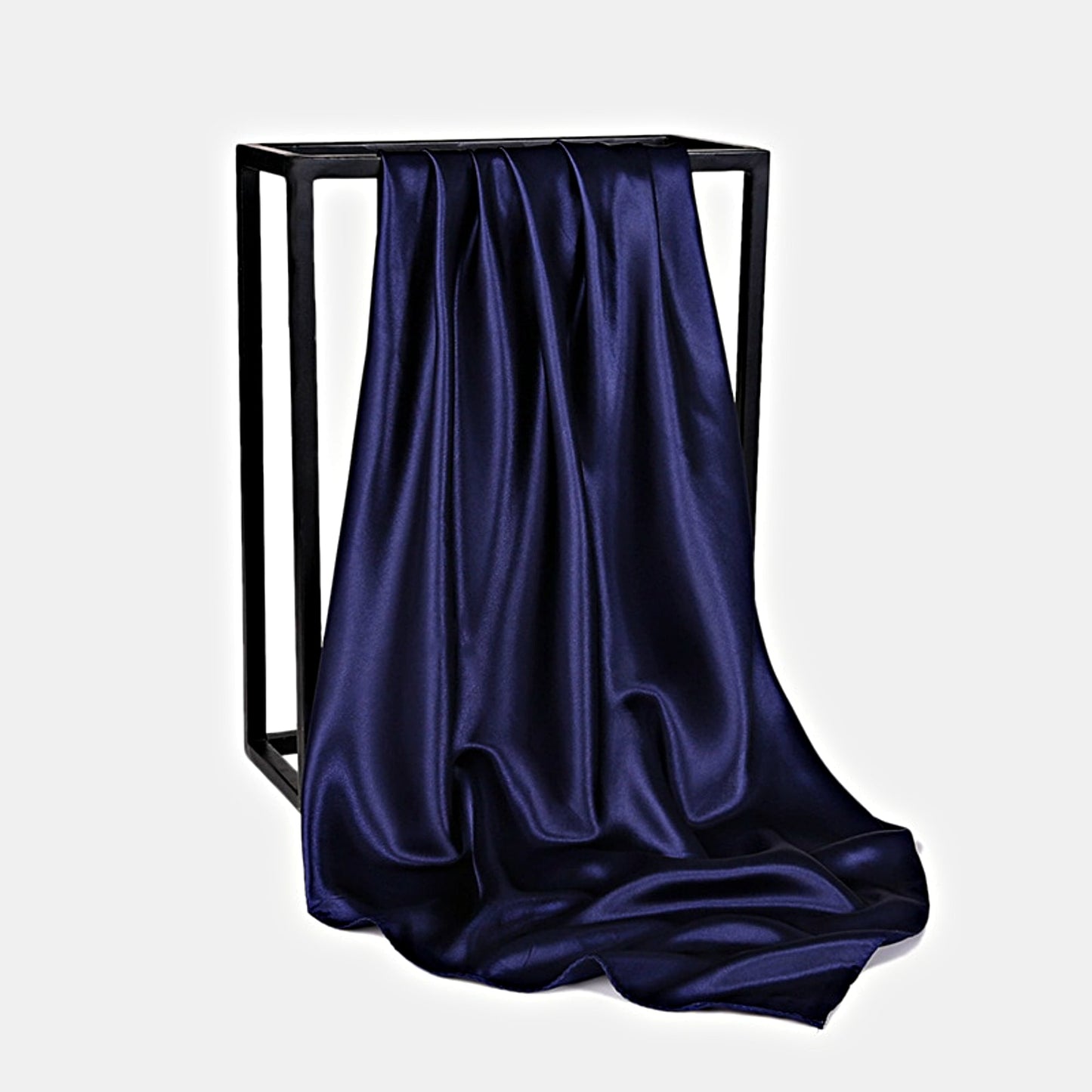 Navy Blue Satin Scarf 90×90 cm – Silk-Feel Square Scarf | Elegant Navy Hijab, Headscarf, Neck & Hair Wrap