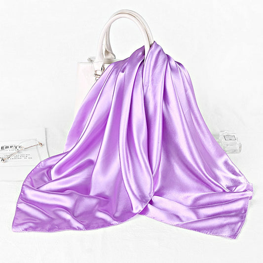 Lilac Satin Scarf 90×90 cm – Light Pastel Purple Silk-Feel Square Scarf | Elegant Lilac Hijab, Headscarf & Hair Wrap