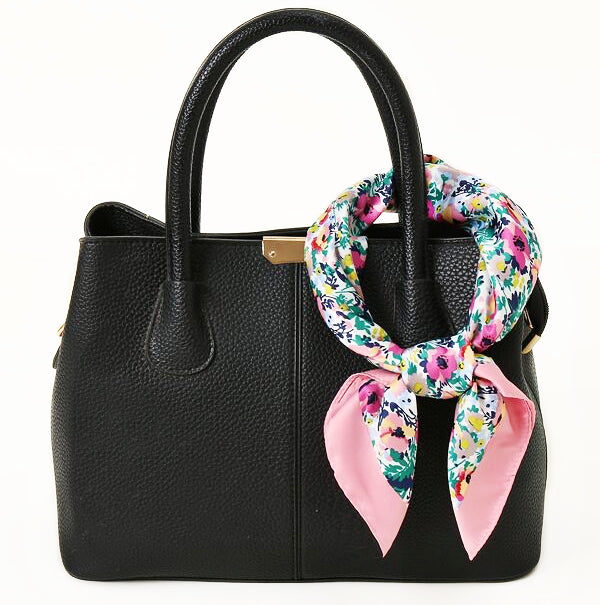 Multicolour Floral Satin Scarf with Baby Pink Border – Soft, Elegant & Feminine | Perfect Gift