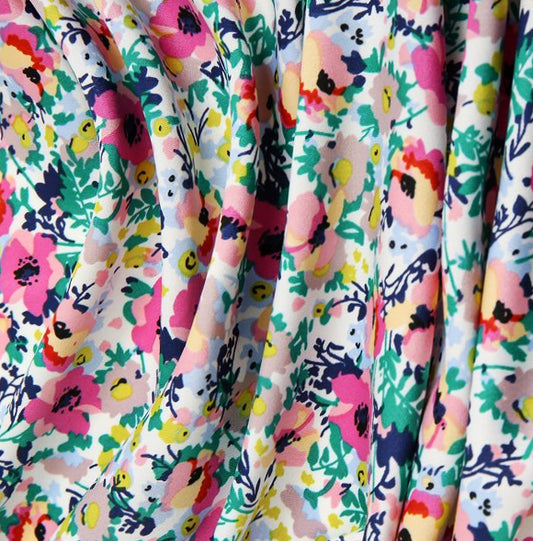 Multicolour Floral Satin Scarf with Baby Pink Border – Soft, Elegant & Feminine | Perfect Gift