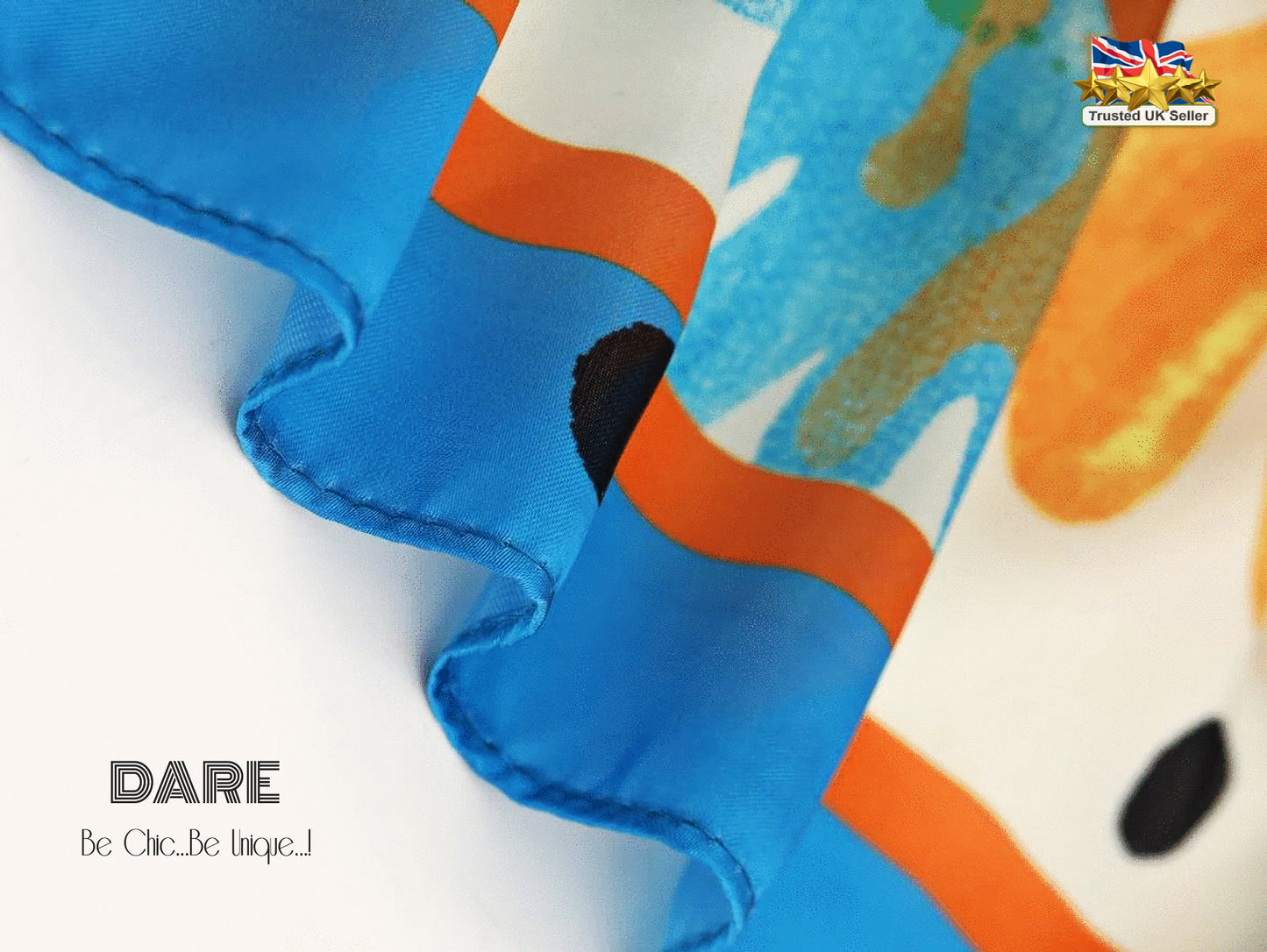 💙 Polka Dot and Floral Blue Silk Scarf – Vintage-Inspired Elegance with a Modern Twist