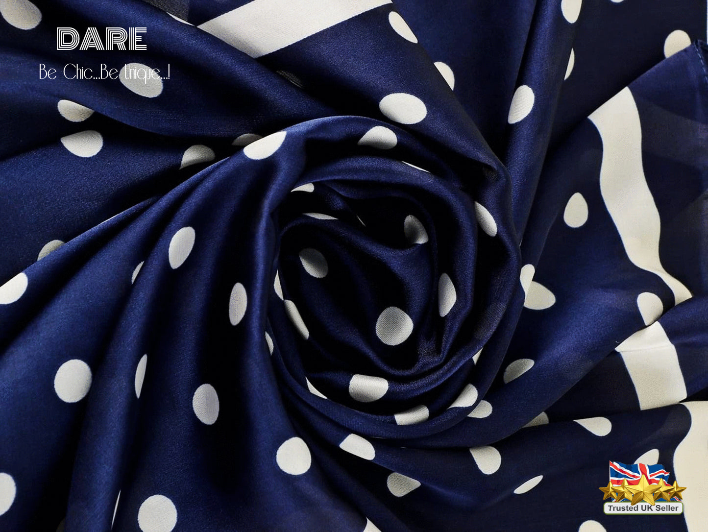 🔵 Navy Polka Dot Satin Scarf – Classic, Chic & Timeless