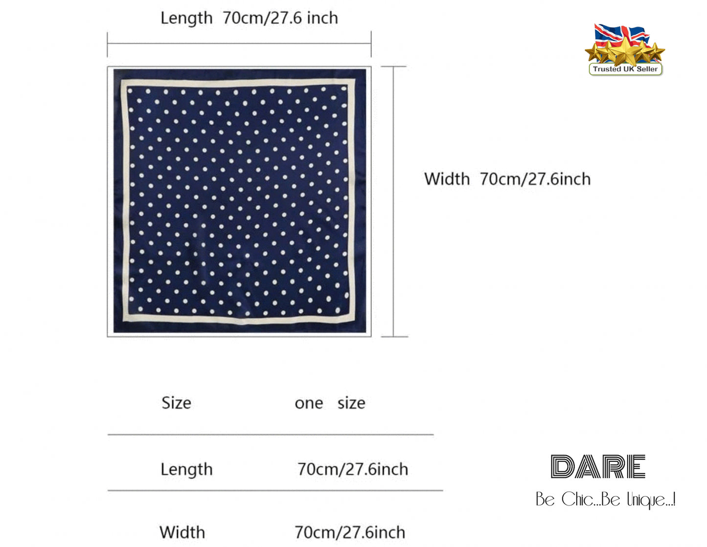 🔵 Navy Polka Dot Satin Scarf – Classic, Chic & Timeless