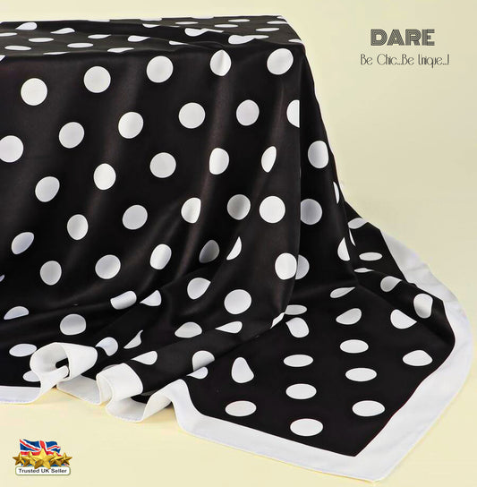 Black Polka Dots Scarf,Polka Dots scarves,Polka Dots bandana,Black and White dots scarf,White spots women scarf,Polka dots black hijab