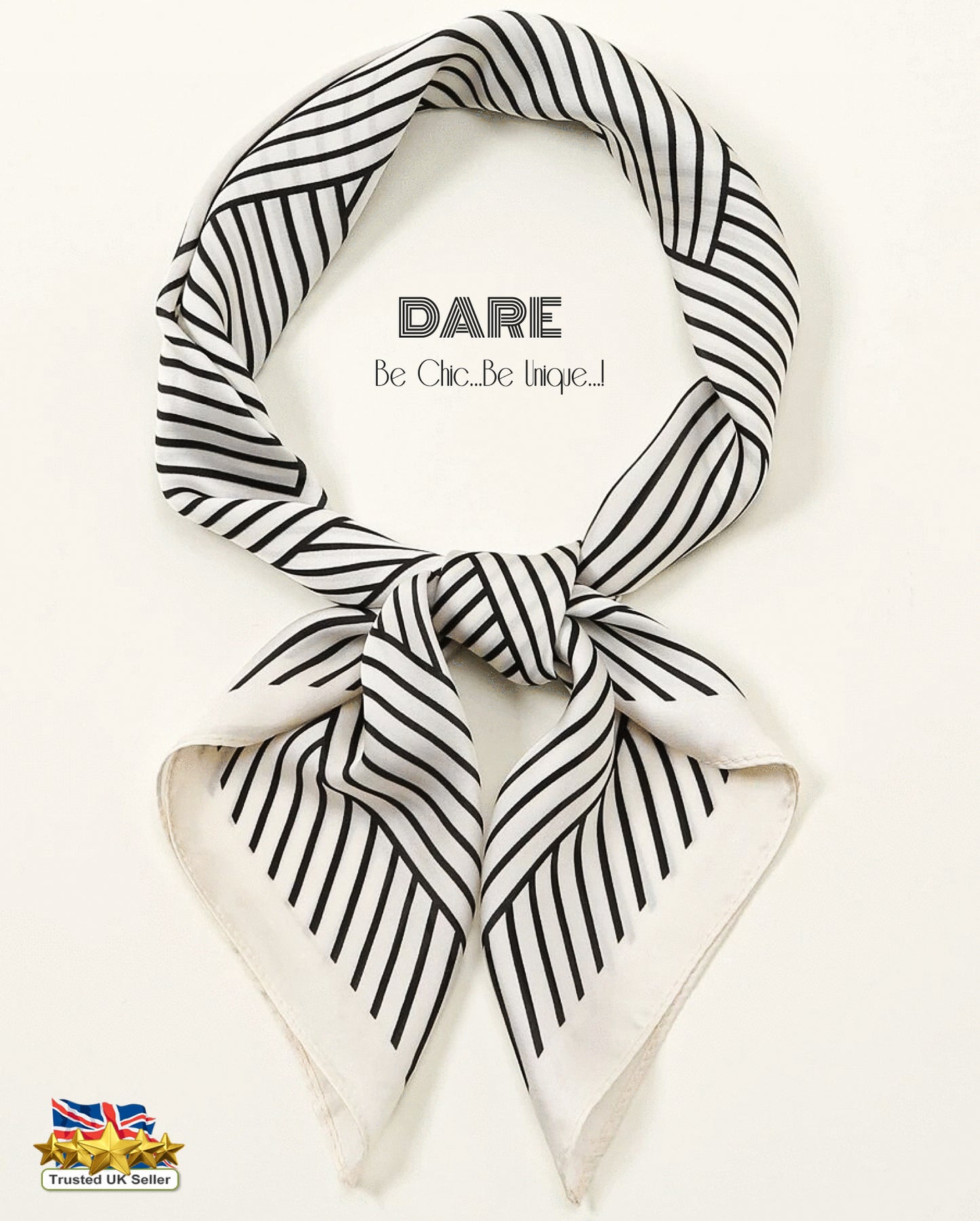 White Square Scarf with Black Stripes | Minimalist Chic | Timeless Classic | Christmas Gift Idea