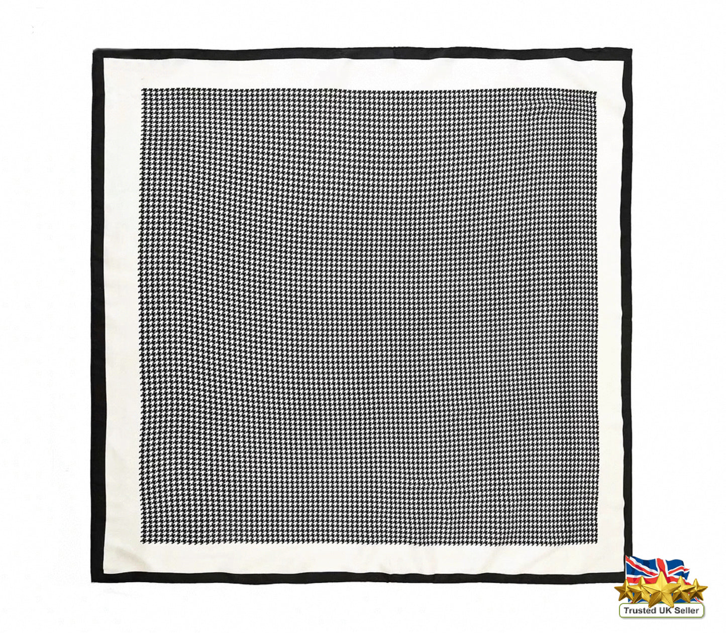 🖤 Black & White Striped and Checkered Silk Scarf – Geometric Elegance in Every Fold