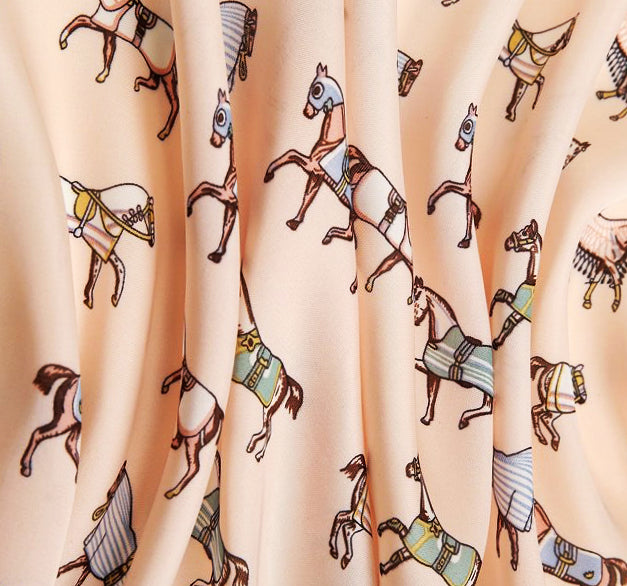 Pink Horse Print Satin Scarf – Cute, Elegant &amp; Perfect for Christmas Gifting! ✨