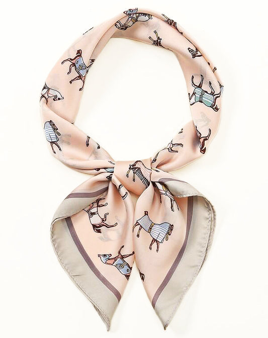 Pink Horse Print Satin Scarf – Cute, Elegant &amp; Perfect for Christmas Gifting! ✨