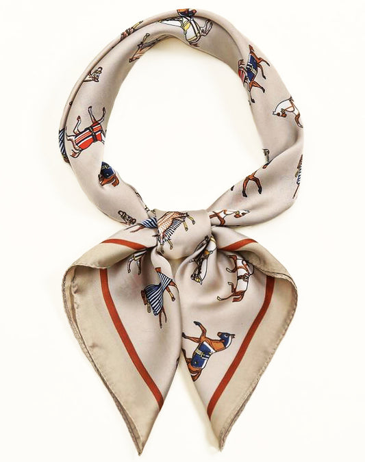 Silver Horse Print Satin Scarf – Cute, Elegant &amp; Perfect for Christmas Gifting! ✨