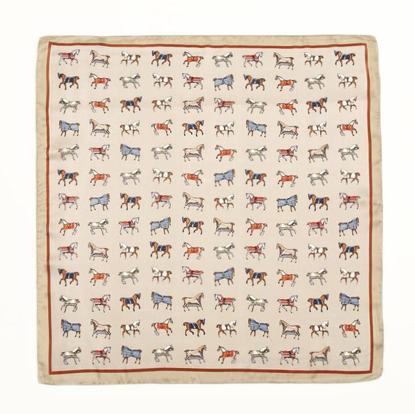 Silver Horse Print Satin Scarf – Cute, Elegant &amp; Perfect for Christmas Gifting! ✨