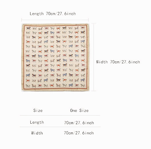 Silver Horse Print Satin Scarf – Cute, Elegant &amp; Perfect for Christmas Gifting! ✨