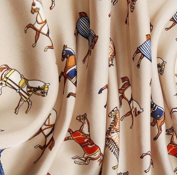 Silver Horse Print Satin Scarf – Cute, Elegant &amp; Perfect for Christmas Gifting! ✨